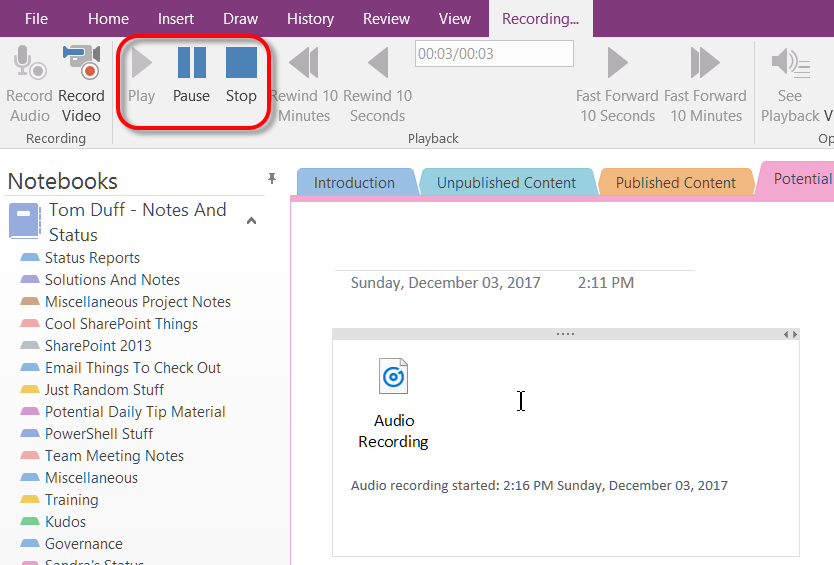 Onenote Podcast Audio recording in OneNote – One Minute Office Magic