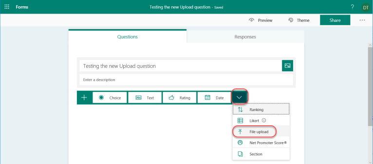 Using the new File Upload question in Microsoft Forms – One Minute ...