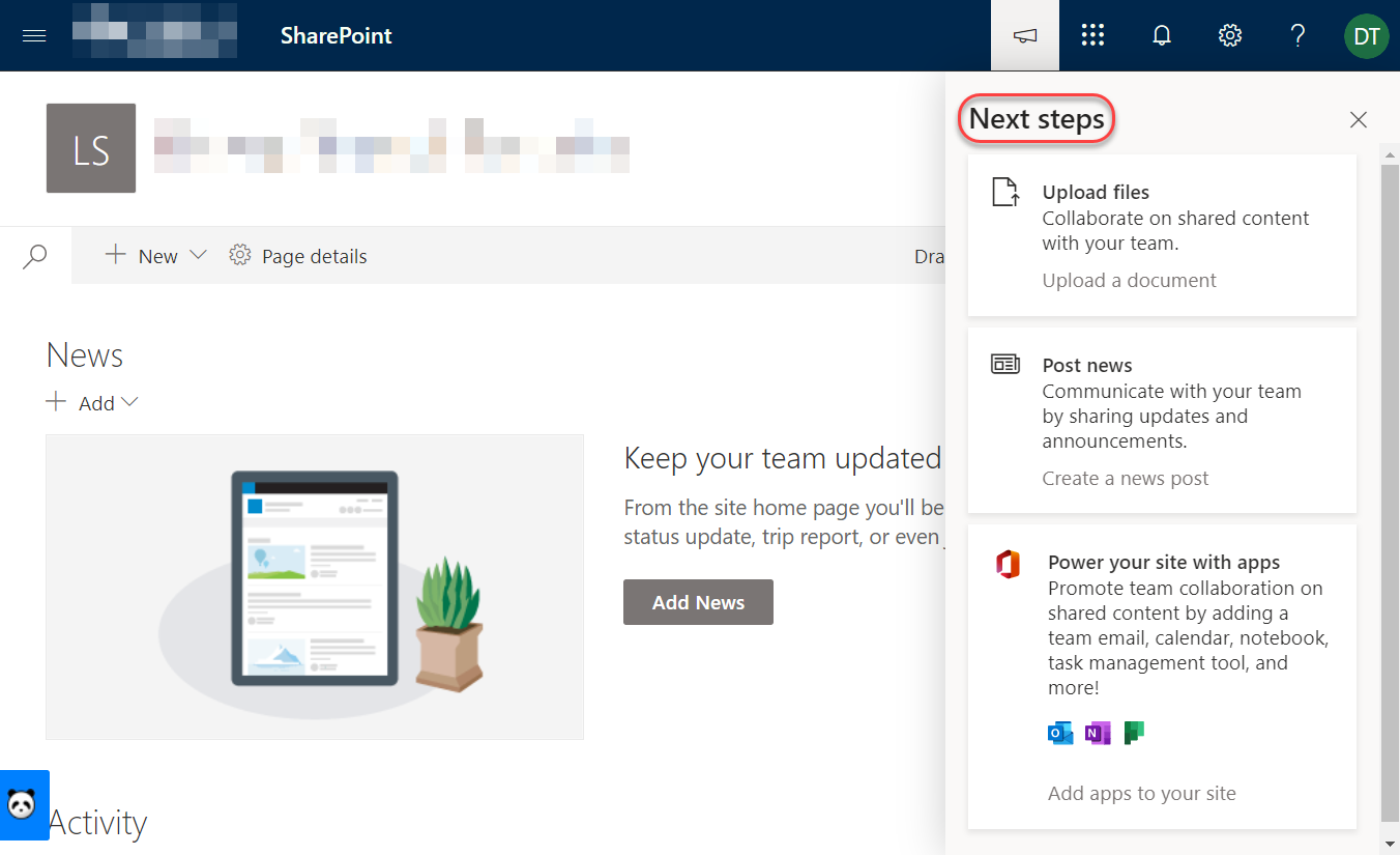 Next Steps in a SharePoint Online Team Site – One Minute Office Magic