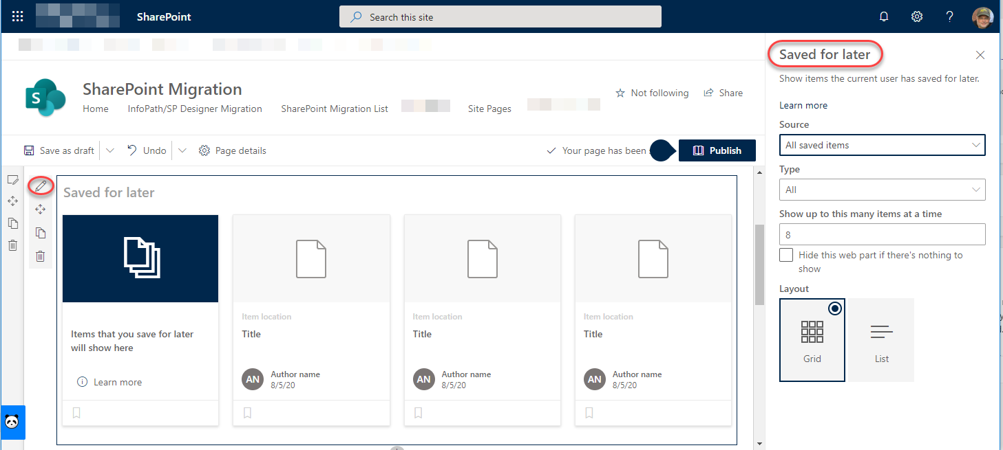 Saved For Later web part for SharePoint Online – One Minute Office Magic