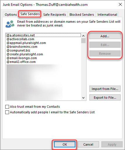 How to remove someone from appearing in your Junk Email folder in ...