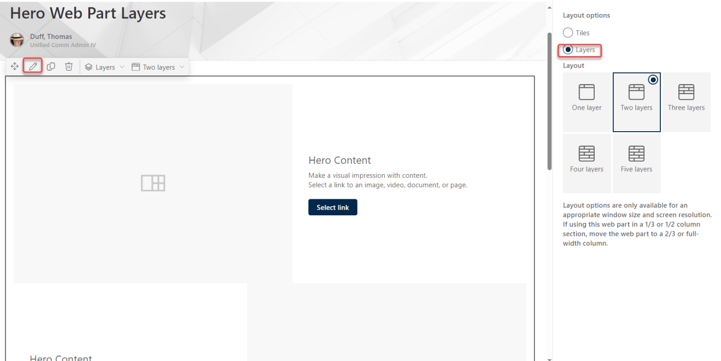 Using Layers in the Hero web part in SharePoint pages – One Minute ...