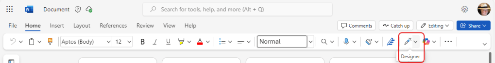 Microsoft Word for the web: The Designer in Word feature will retire ...