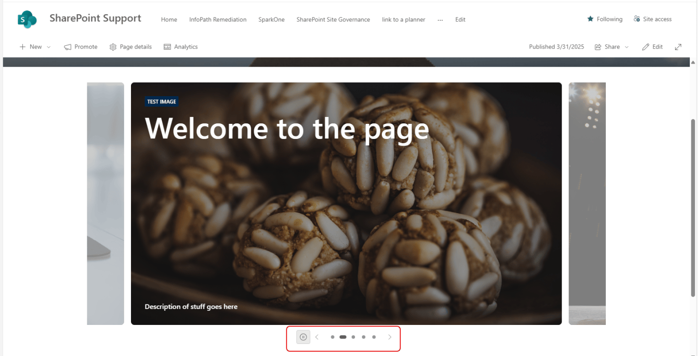 Using the new Carousel option in the SharePoint page Hero web part ...